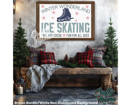 a picture of a winter wonderland ice skating sign