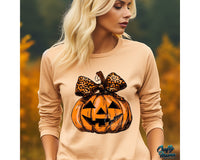 Jack O Lantern Leopard Print Bow Png