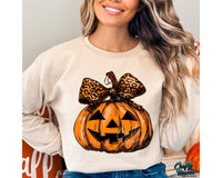 Jack O Lantern Leopard Print Bow Png