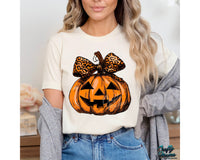 Jack O Lantern Leopard Print Bow Png