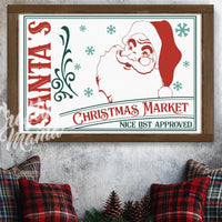 Santa&#39;s Christmas market sign in a living room