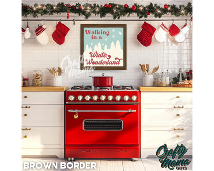 a red stove top oven sitting inside of a kitchen