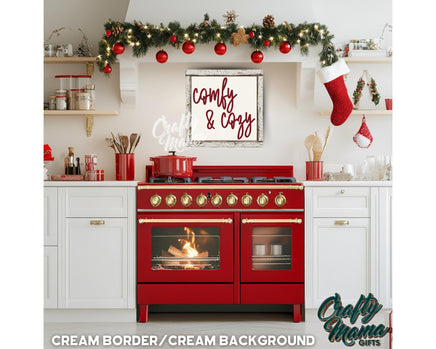 a red stove top oven sitting inside of a kitchen