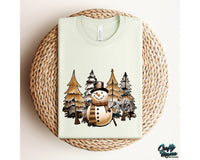 Snowman With Christmas Trees Png