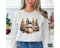 Snowman With Christmas Trees Png