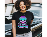 Neon Spooky Season Skull Png