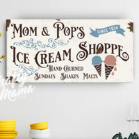 Ice Cream Shoppe Vintage Canvas Sign