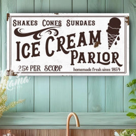 Ice Cream Parlor Canvas Sign