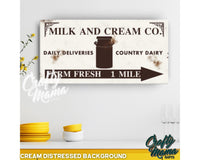 Milk And Cream Vintage Kitchen Canvas Sign