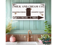 Milk And Cream Vintage Kitchen Canvas Sign