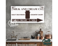 Milk And Cream Vintage Kitchen Canvas Sign