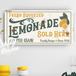 Fresh Squeezed Lemonade Canvas Sign