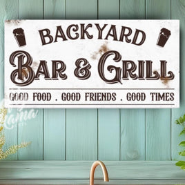 Backyard Bar And Grill Canvas Sign