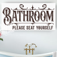 Bathroom Please Seat Yourself Canvas Sign