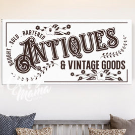 Antiques Canvas Sign