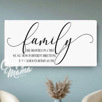 Family  Like Branches On A Tree Canvas Sign