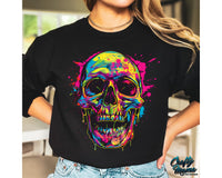 Neon Trendy Halloween Skull Png