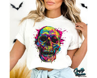 Neon Trendy Halloween Skull Png