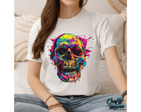 Neon Trendy Halloween Skull Png