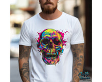 Neon Trendy Halloween Skull Png