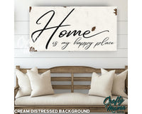 a wooden sign that says home is my happy place