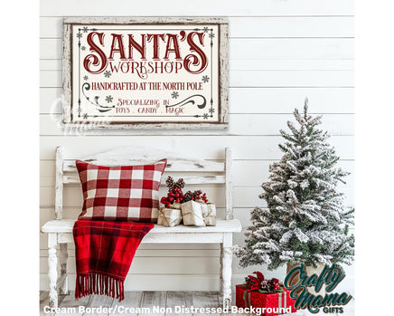 a white bench sitting next to a christmas tree