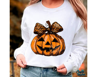 Jack O Lantern Leopard Print Bow Png