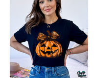 Jack O Lantern Leopard Print Bow Png