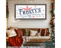 a picture of frosty&#39;s snowflake cafe sign hanging on a wall