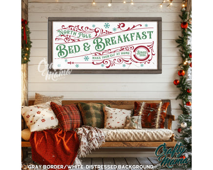 a picture of a bed and breakfast sign hanging on a wall