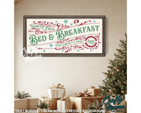 a picture of a bed and breakfast sign hanging on a wall