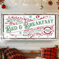 vintage bed and breakfast sign above a bench