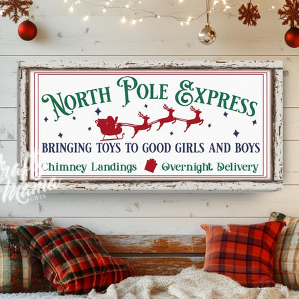 nonrth pole express sign hanging above a bench on a porch