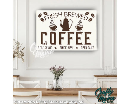 a picture of a coffee sign hanging on a wall