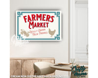 a picture of a farmers market sign hanging on a wall