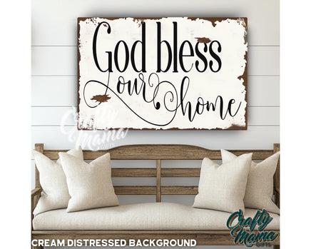 a wooden sign that says god bless love home