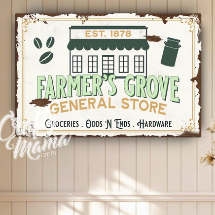 a picture of a sign that says farmer&#39;s grove general store