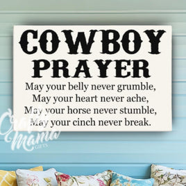 a picture of a cowboy prayer hanging on a wall