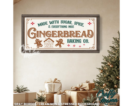 a picture of a gingerbread baking sign hanging on a wall