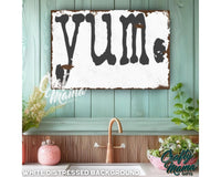 a picture of a sign that says yum on it