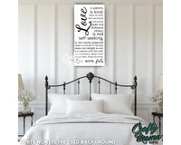 Love Is Patient Love Never Fails Canvas Sign