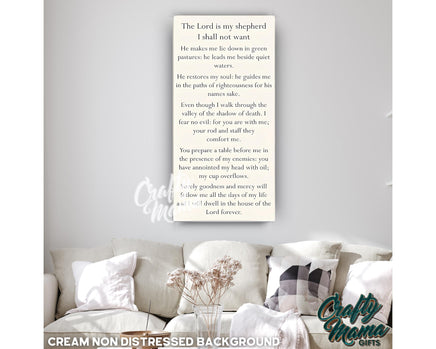 a living room with a white couch and a poem on the wall