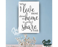 a sign that says what i love most about my home is who i share it