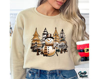 Snowman With Christmas Trees Png