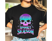 Neon Spooky Season Skull Png