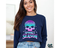 Neon Spooky Season Skull Png