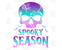 Neon Spooky Season Skull Png