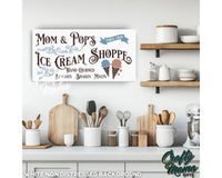 Ice Cream Shoppe Vintage Canvas Sign