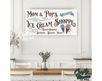 Ice Cream Shoppe Vintage Canvas Sign