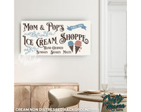 Ice Cream Shoppe Vintage Canvas Sign